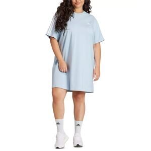 adidas Women's Plus Size Essentials 3-Stripes Boyfriend T-Shirt Dress Blue/White